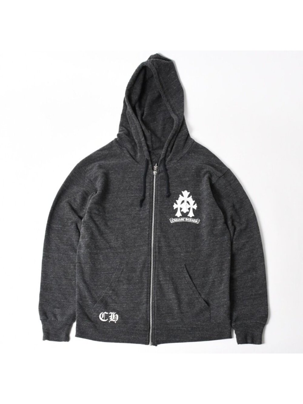 Chrome Hearts Cemetery Cross Dagger Zip Up Hoodie Polyester 925 Sterling Silver